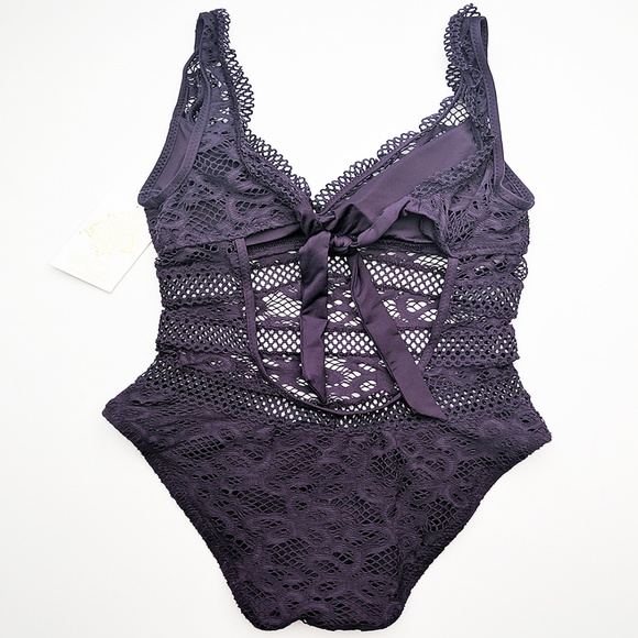 Becca Captured Purple Crochet One Piece Swimsuit - Picture 6 of 8
